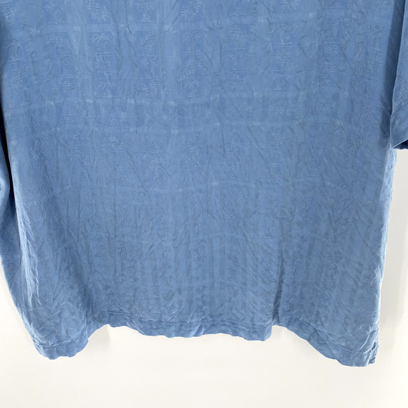 Folio New York Mens Silk Button Front Shirt Hawaiian Short Sleeve Blue Sz XL - Picture 12 of 12